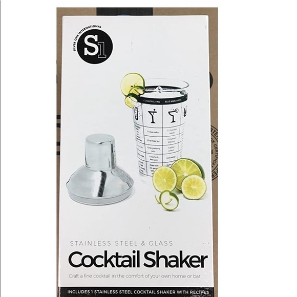 Recipe Cocktail Shaker Stainless Steel Glass Recipes Shaker 16 OZ NWT New In Box - Picture 3 of 15